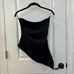 Zara Elegant Black Asymmetrical Strapless Top, Sz. L
